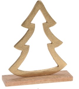 Złota choinka na podstawie z drzewa mango 16 cm