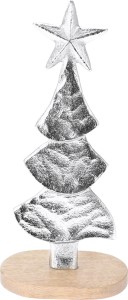 Srebrna choinka na podstawie z drzewa mango 22cm