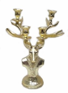 ŚWIECZNIK RENIFER ZŁOTY 40 CM