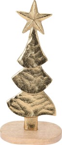 Złota choinka na podstawie z drzewa mango 22 cm
