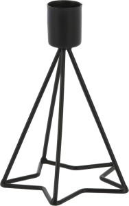Świecznik metalowy czarny gwiazda 19,5 cm