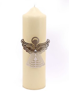 PINEZKA DO ŚWIEC SREBRNY ANIOŁ 8 CM