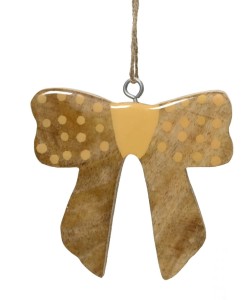 Dekoracyjna zawieszka – Kokardka z drewna mango