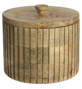 Okrągły pojemnik z drzewa mango z przykrywką 16 cm