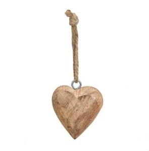 Zawieszka dekoracyjna w kształcie serca z drewna mango 
