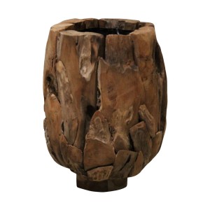 Duża osłonka z drewna tekowego – naturalna dekoracja 58 cm