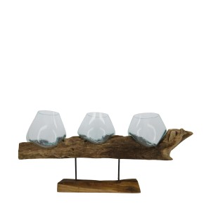 Dekoracyjne szkło na korzeniu z drewna teakowego – 78 cm