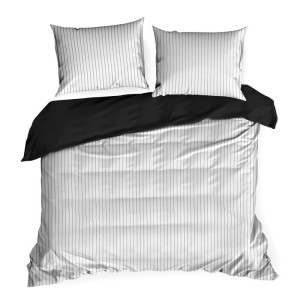 POŚCIEL EUROFIRANY RAYA biało - czarna 160X200CM