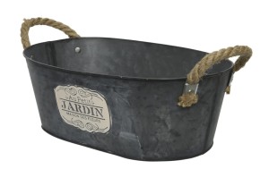 Metalowa Osłonka na Kwiaty z Jutowymi Uchwytami 30 cm