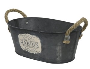 Metalowa Osłonka na Kwiaty z Jutowymi Uchwytami 26 cm