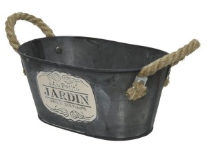 Metalowa Osłonka na Kwiaty z Jutowymi Uchwytami 21 cm