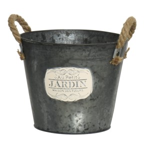 Metalowa Osłonka na Kwiaty z Jutowymi Uchwytami 15 cm