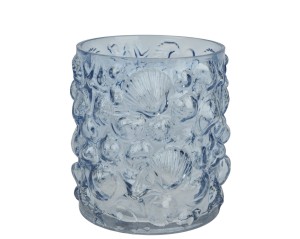 Szklany wazon w kolorze niebieskim 16 cm