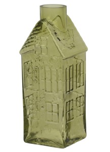 Szklany wazon w kształcie domku 25 cm