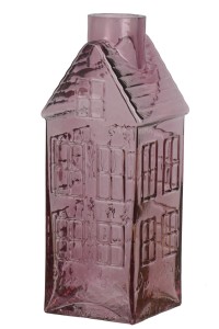 Szklany wazon w kształcie domku 25 cm