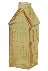 Szklany wazon w kształcie domku 25 cm