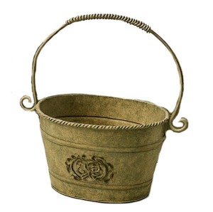 Dekoracyjna osłonka – metalowy koszyk z rączką 32 cm