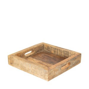 Taca kwadratowa z uchwytami – drewno 28 cm