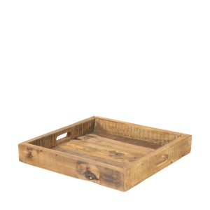 Taca kwadratowa z uchwytami – drewno 38 cm