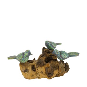 Dekoracyjna figurka trzech ptaszków na korzeniu