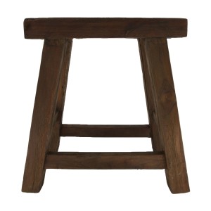 Stołek z drewna teakowego – ciemny brąz z efektem postarzenia 45 cm