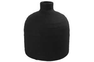 Czarny wazon butelkowy z terakoty 17 cm