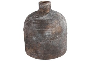 Brązowy wazon butelkowy z terakoty 17 cm