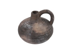 Brązowy wazon z uchem z terakoty 12,5 cm – efekt postarzenia