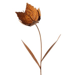 Dekoracja ogrodowa w kształcie piku z kwiatkiem – efekt rdzy 85,5 cm