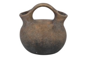 Brązowy wazon z uchwytem z terakoty 16 cm