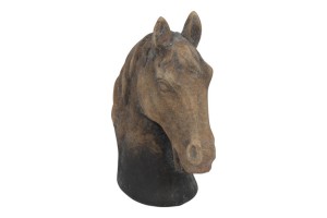 Brązowa figurka głowy konia z terakoty 19 cm – efekt postarzenia