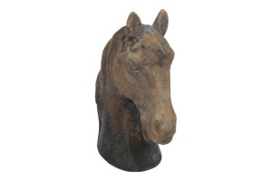 Brązowa figurka głowy konia z terakoty 24 cm – efekt postarzenia