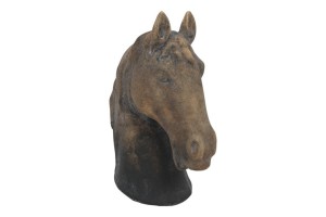 Brązowa figurka głowy konia z terakoty 29,5 cm – efekt postarzenia