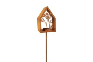 Świecznik ogrodowy – ażurowy domek na pik, efekt rdzy 114,5 cm