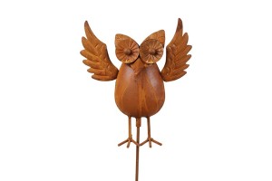 Pik ogrodowy Sowa – metalowa dekoracja do wbicia, efekt rdzy 95 cm