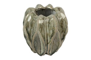 Elegancki ceramiczny wazon dekoracyjny z motywem liści 15 cm