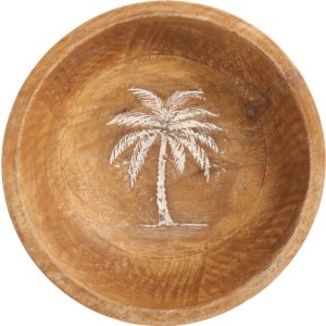 Dekoracyjna miseczka z drewna mango z motywem palmy 19,5 cm