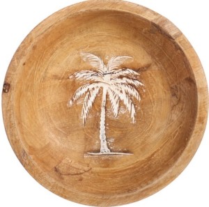 Dekoracyjna miseczka z drewna mango z motywem palmy 23 cm