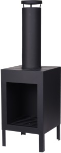 Metalowy kominek ogrodowy z kominem – czarny 100 cm