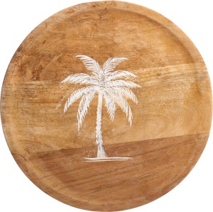 Dekoracyjna patera z drewna mango z motywem palmy 25 cm