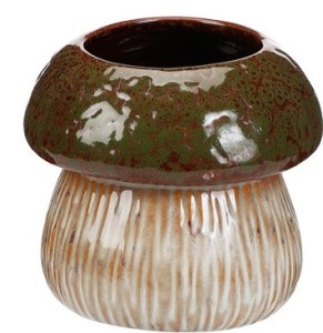 Ceramiczna osłonka na doniczkę grzyb 12 cm – dekoracyjna osłonka do domu i ogrodu