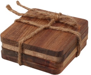 Zestaw 4 podstawek pod kubek z drewna akacjowego 9,8 cm