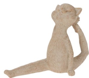 Figurka kot joga beżowa – dekoracyjna ozdoba 13,5 cm