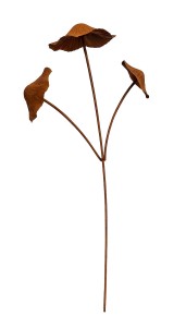 Metalowy pik z trzema grzybami – dekoracja z efektem rdzy 58 cm