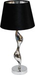 Lampa stołowa abażur welwetowy czarno - srebrny 53 cm